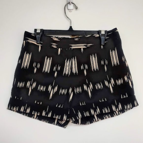 10 Crosby Derek Lam Pants - Derek Lam Ikat Mid Rise Black Linen Cotton Blend Summer Shorts sz. 0